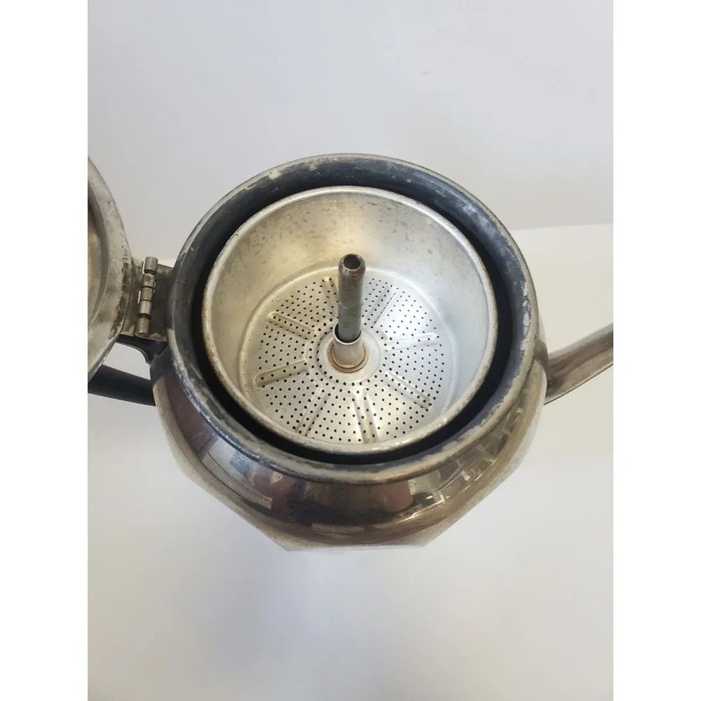 GE Hotpoint Coffee Pot Percolator Art Deco Spider Web Vintage Gothcore **AS IS
